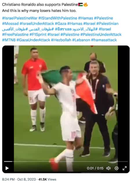 FACT-CHECK: Footballer waving the Palestine flag is NOT Portugal